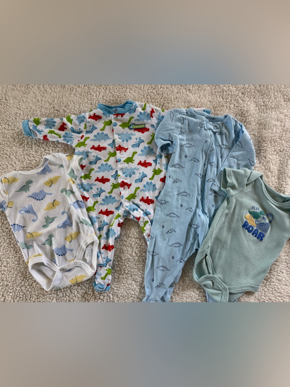 Baby Dinosaur & Ocean Sleeper and Bodysuit Bundle - Blue, Green, Red, Yellow